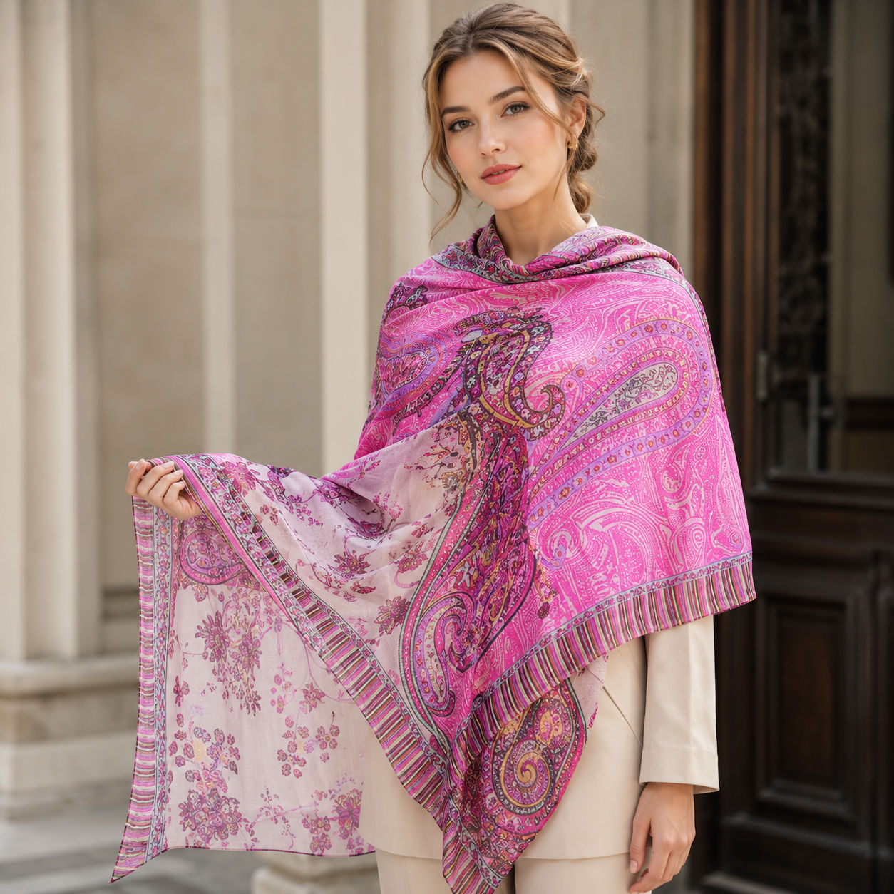 Digital Print Wool Scarf/Shawl 280